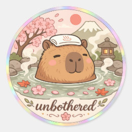 Capybara Onsen Spa Vibes Holografischer Aufkleber