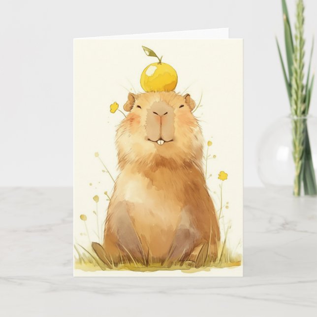 Capybara Orange You Glad Karte (Vorderseite)