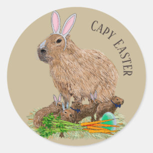Capybara Ostern Niedlich Bunny Funny Runder Aufkleber