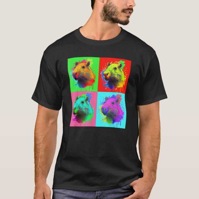 Capybara Painted Art Portrait Cute Capybara Lover  T-Shirt (Vorderseite)