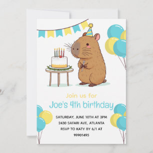 Capybara Party Invitation capybara fête d'annivers