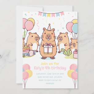 Capybara Party Invitation capybara fête d'annivers