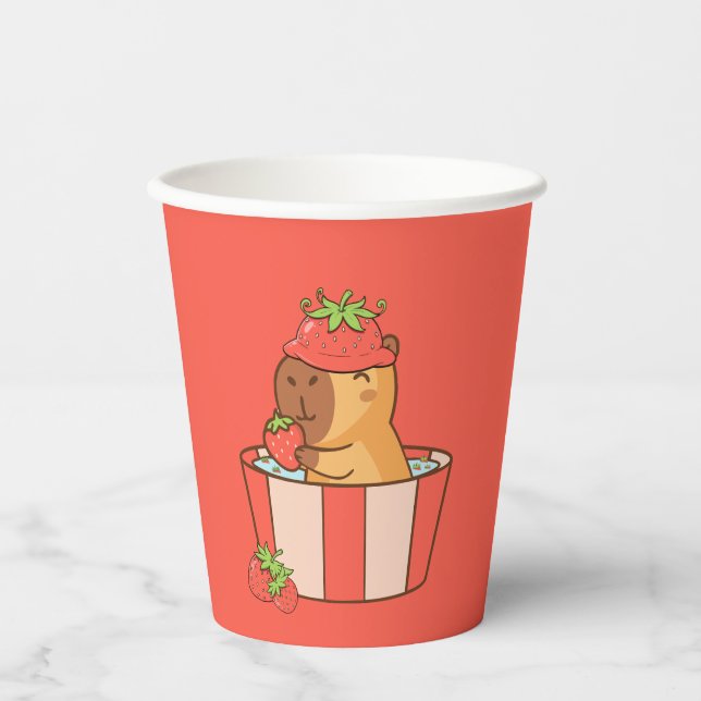 Capybara Party Paper Cup | Süße Tier Birthday Pappbecher (Vorderseite)