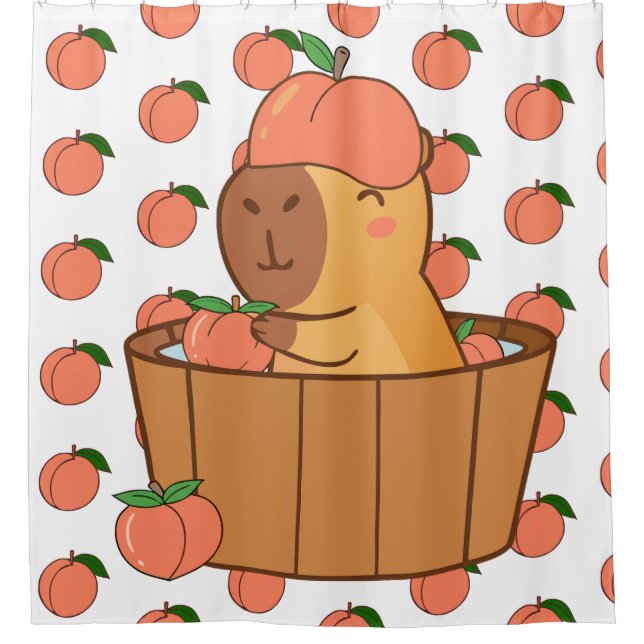 Capybara Peach Vorhang - Süße Tier Window Decor (Vorderseite)