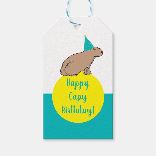 Capybara Personalized Kids Birthday Zoo Animal Geschenkanhänger (Vorderseite)