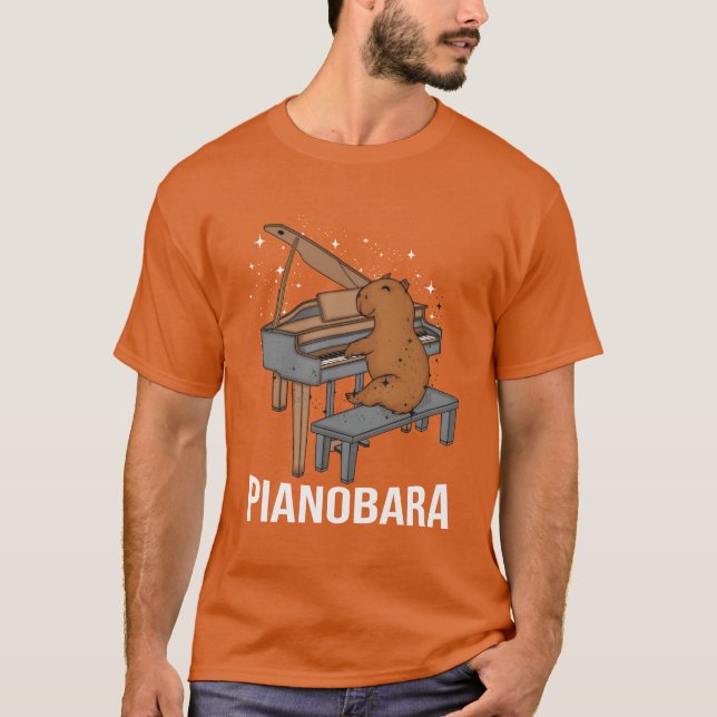 Capybara Piano Player Kinder Musik Lover Pianist T-Shirt (Vorderseite)