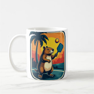 Capybara-Pickleball-Club Retro-Athletic-Logo-Sonne Kaffeetasse