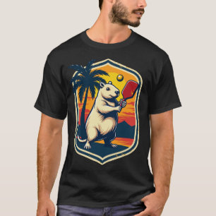Capybara-Pickleball-Club Retro-Logo Vintage-Sport T-Shirt
