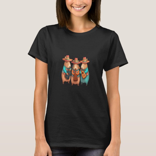 Capybara Playing Musical Instruments Cute Capybara T-Shirt (Vorderseite)