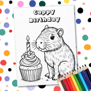 Capybara Pun Anniversaire   Page de coloriage