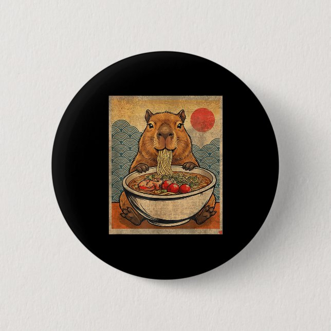 Capybara Ramen Japanese Funny Graphic Kawaii Anime Button (Vorderseite)