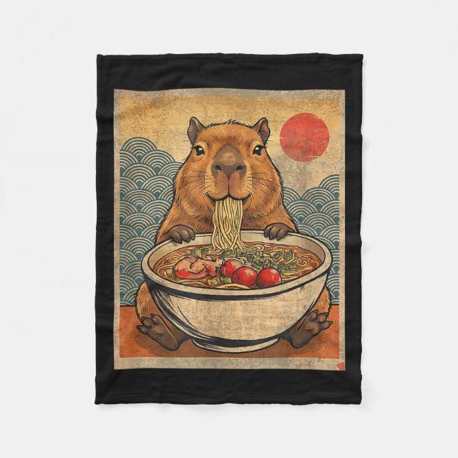 Capybara Ramen Japanese Funny Graphic Kawaii Anime Fleecedecke (Vorderseite)