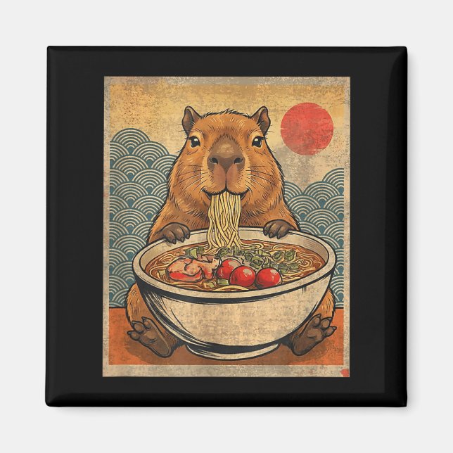 Capybara Ramen Japanese Funny Graphic Kawaii Anime Magnet (Vorne)