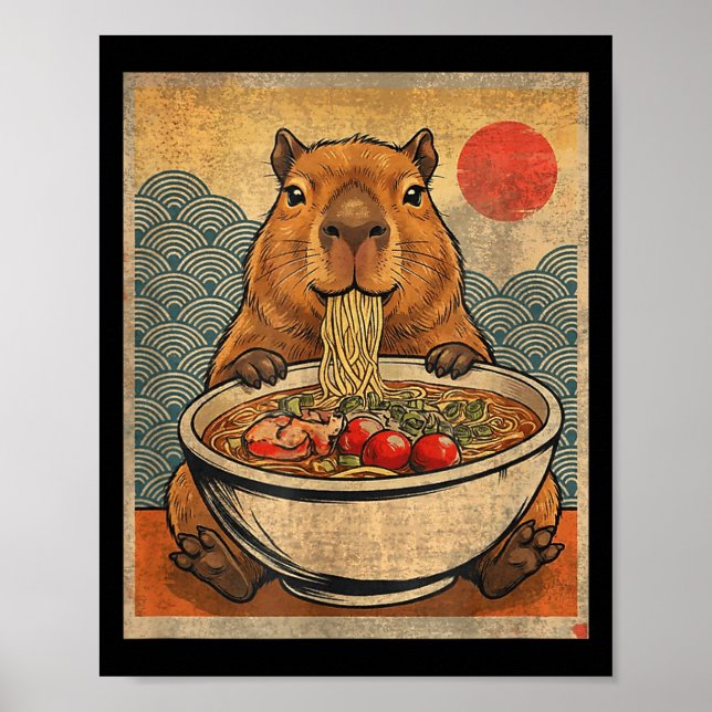 Capybara Ramen Japanese Funny Graphic Kawaii Anime Poster (Vorne)