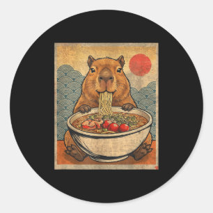 Capybara Ramen Japanisch Lustig Grafik Kawaii Anim Runder Aufkleber