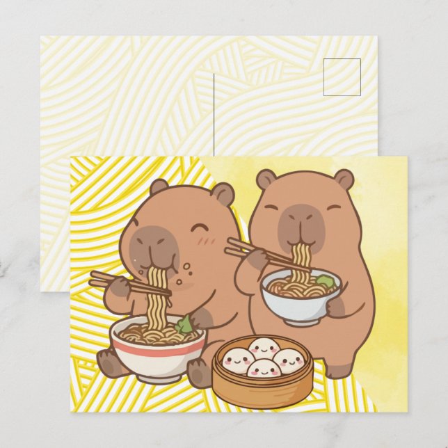 Capybara Ramen Lustig   Postkarte (Vorne/Hinten)