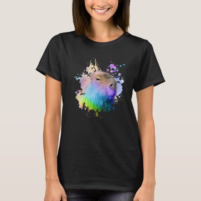 Capybara Regenbogen-Tropf T-Shirt (Vorderseite)