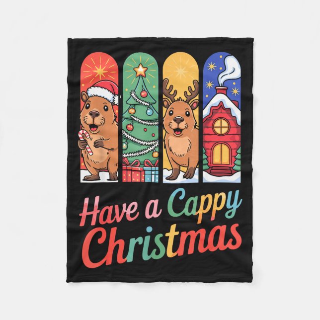 Capybara Reindeer Xmas Have A Capy Christmas  Fleecedecke (Vorderseite)