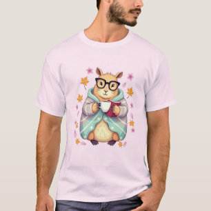 Capybara reitet auf einem Buch und trinkt Kaffee K T-Shirt