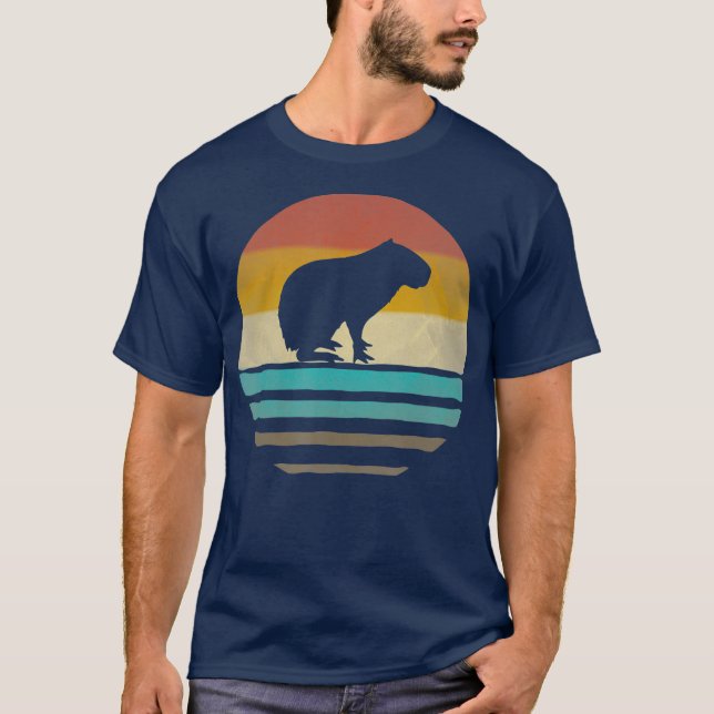 Capybara Retro Vintag 70er Silhouette Geschenk T-Shirt (Vorderseite)