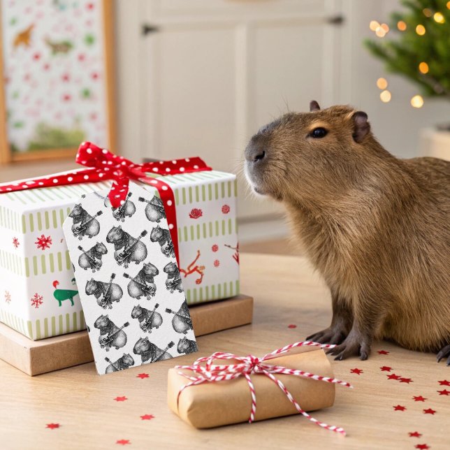 Capybara Rockstar Geschenkanhänger (Capybara gift tag )