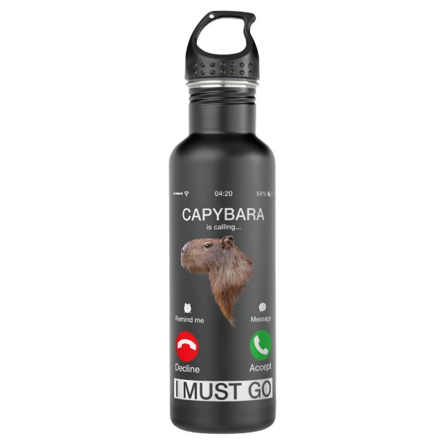 Capybara ruft Funny Capibara Rodent Animal L Edelstahlflasche (Vorderseite)