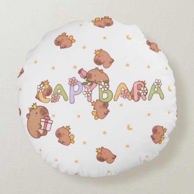 Capybara Rundes Kissen (Rückseite)