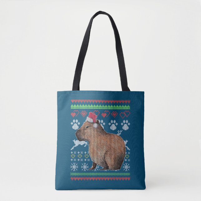 Capybara Santa Claus Ugly Weihnachtskraut Holida Tasche (Vorderseite)