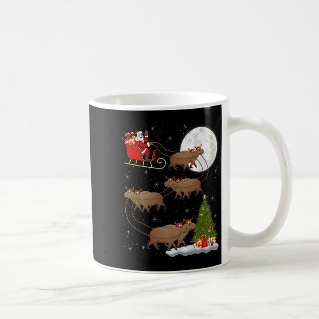 Capybara Santa Sleigh Flying Funny Magical Christm Kaffeetasse (Rechts)