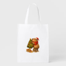 Capybara schmückt Weihnachtsbaum