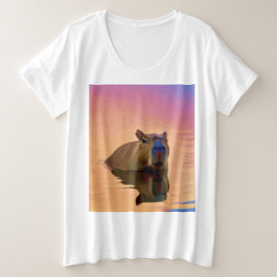 Capybara Schwimmen im See Große Größe T-Shirt