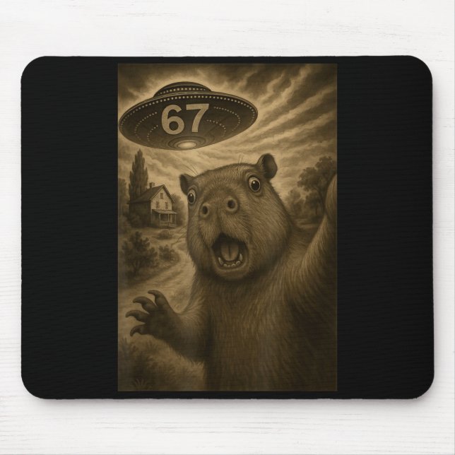 Capybara-Selfie 67 Meme Six Seven Lustiges Ufo  Mousepad (Vorne)