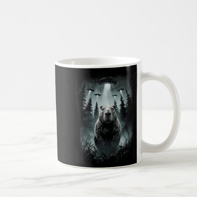 Capybara Selfie mit Alien Ufo Funny Capybara Gesch Kaffeetasse (Rechts)