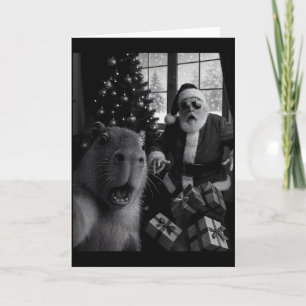 Capybara Selfie mit Weihnachtsmann Lustiges Capyba Karte