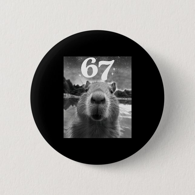 Capybara Selfie With 67 Meme Capy Graphic For Men  Button (Vorderseite)