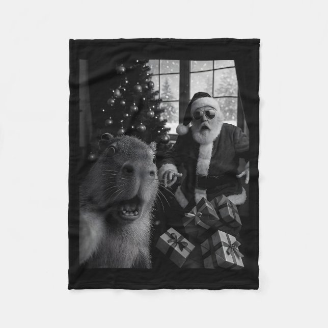 Capybara Selfie With Santa Funny Capybara For Men  Fleecedecke (Vorderseite)