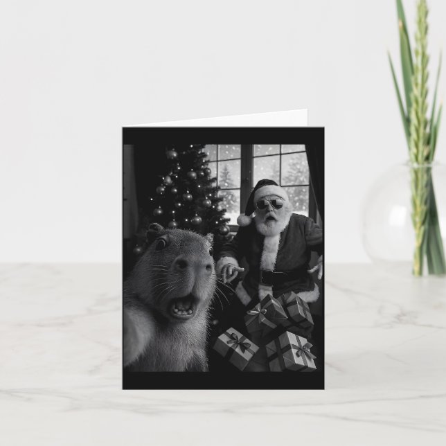 Capybara Selfie With Santa Funny Capybara For Men  Karte (Vorderseite)