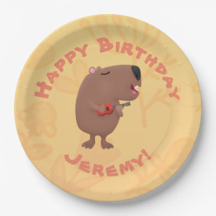 Capybara singen personalisierter GeburtstagsCartoo Pappteller