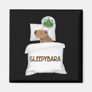 Capybara Sleep Night Xmas Weihnachtsfest Magnet
