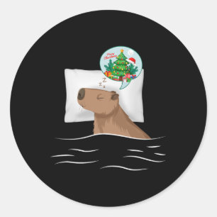 Capybara Sleep Night Xmas Weihnachtstraum Weihnach Runder Aufkleber
