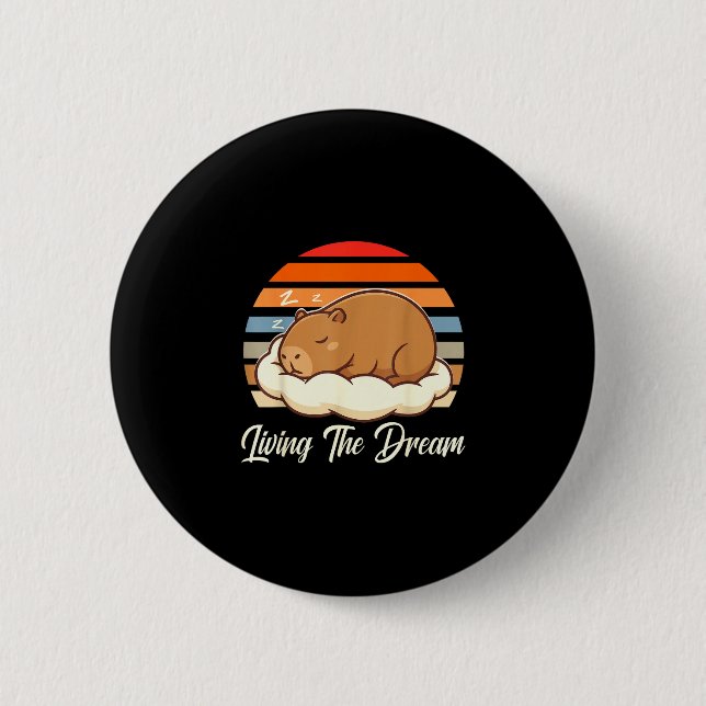 Capybara sleepybara lebt den Traum retro vintage Button (Vorderseite)