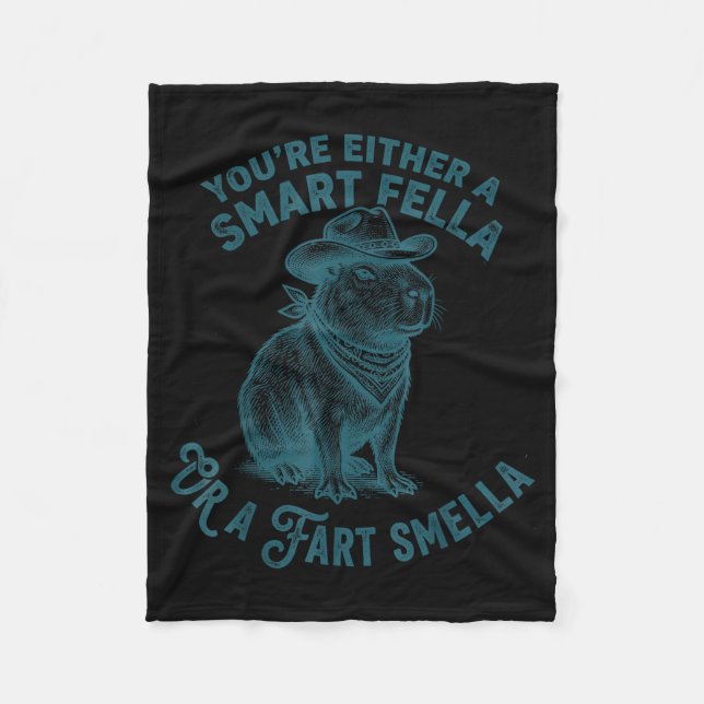 Capybara Smart Fella Fart Smella Funny Cowboy Humo Fleecedecke (Vorderseite)