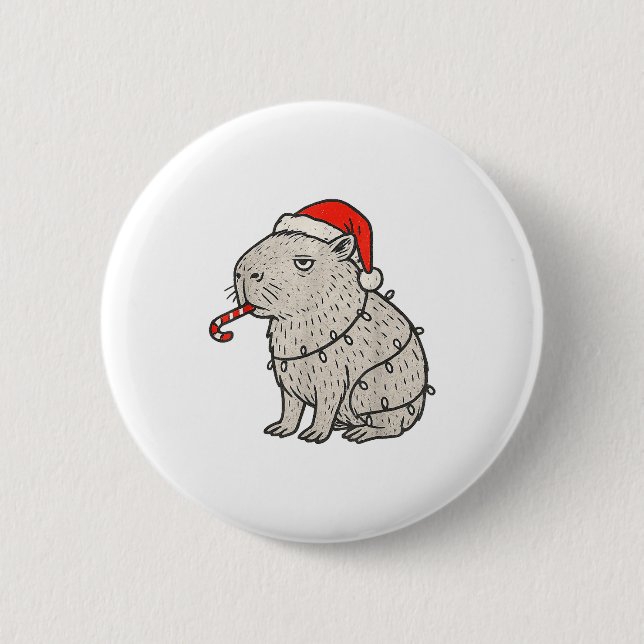 Capybara Smoking Christmas Ugly Cigarette Gen Z  Button (Vorderseite)