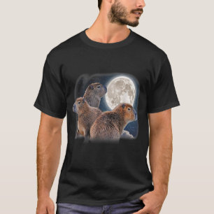Capybara Spaß Parody Drei Capybaras und Mond T-Shirt
