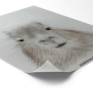 Capybara Süße Bleistift-Zeichnung Kunst Druck Poster
