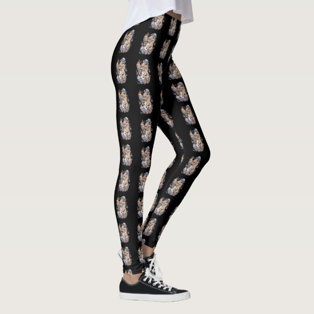 Capybara Süßigkeiten Donuts Kuchen Bonbons Leggings (Rechts)