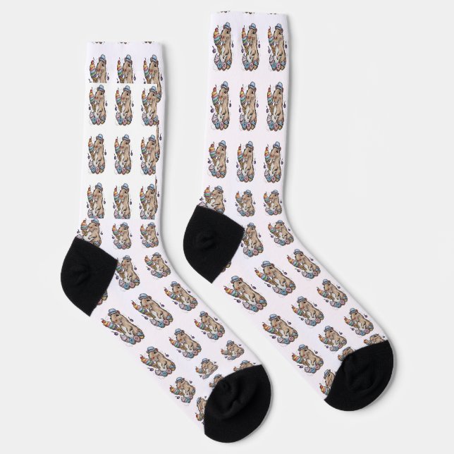 Capybara Süßigkeiten Donuts Kuchen Bonbons Socken (Rechts)