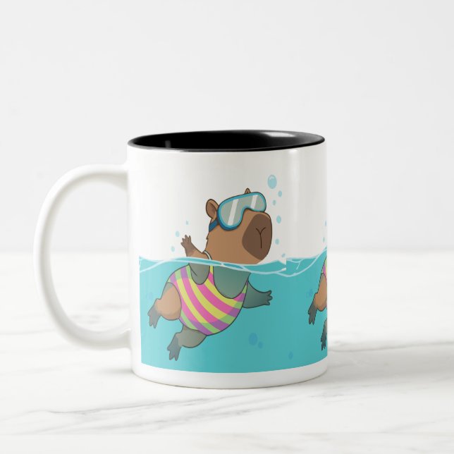 Capybara Swimmer Mug | Café Beau À Thème De Piscin (Gauche)