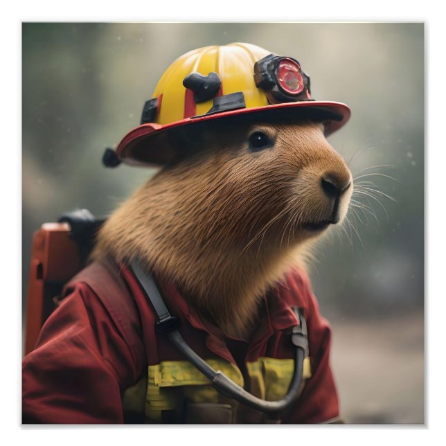 "Capybara to Rescue: Feuerwehrmann Außerordentlich Fotodruck (Vorne)