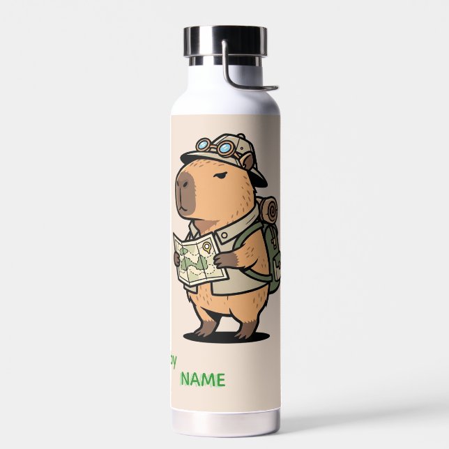 Capybara Travel Bottle – Customizable Phrase Trinkflasche (Links)